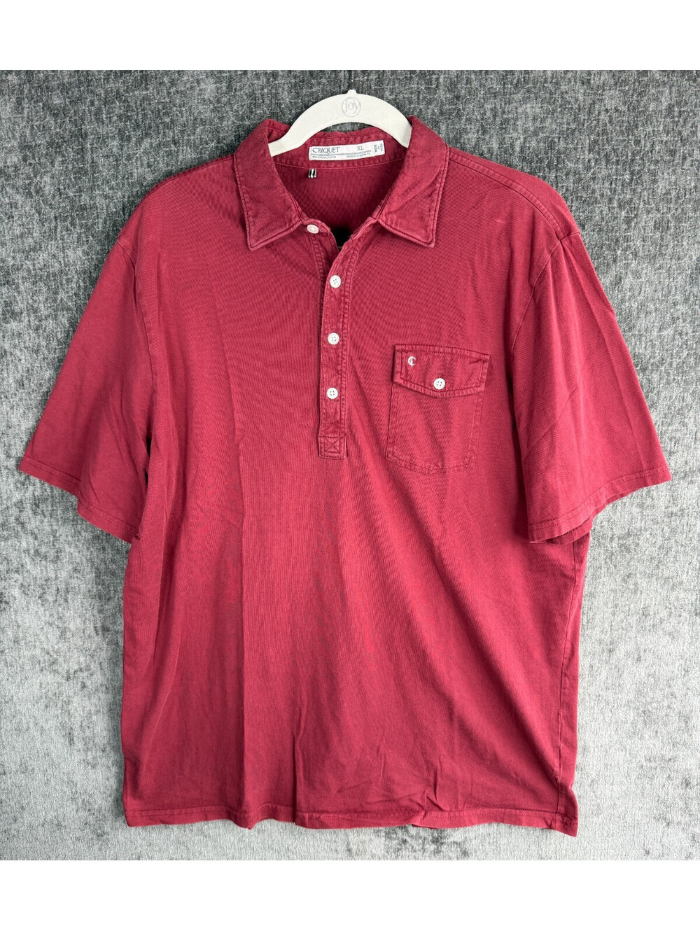 Criquet Players Polo Shirt Mens XL Red 100% Organic Cotton Pocket Golf Austin TX